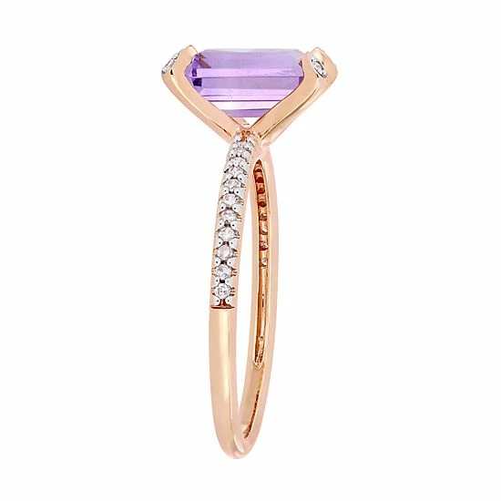 Stella Grace 10k Rose Gold 1/10 Carat T.W. Diamond & Rose De France Ring 2 Stella Grace 10k Rose Gold 1/10 Carat T.W. Diamond & Rose De France Ring - Image 2