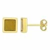 Stella Grace Men's 18k Gold Over Silver Tiger's Eye Square Stud Earrings
