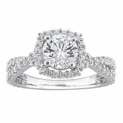 Stella Grace Sterling Silver Lab-Created White Sapphire Halo Ring