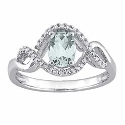 Stella Grace 10k White Gold Aquamarine & 1/6 Carat T.W. Diamond Halo Engagement Ring