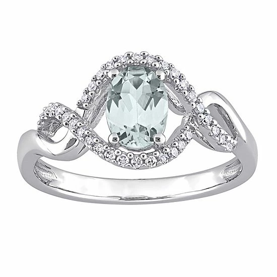 Stella Grace 10k White Gold Aquamarine & 1/6 Carat T.W. Diamond Halo Engagement Ring 1 Stella Grace 10k White Gold Aquamarine & 1/6 Carat T.W. Diamond Halo Engagement Ring