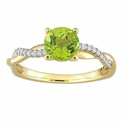 Stella Grace 14k Gold Peridot & 1/6 Carat T.W. Diamond Crossover Engagement Ring