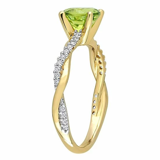 Stella Grace 14k Gold Peridot & 1/6 Carat T.W. Diamond Crossover Engagement Ring 2 Stella Grace 14k Gold Peridot & 1/6 Carat T.W. Diamond Crossover Engagement Ring - Image 2