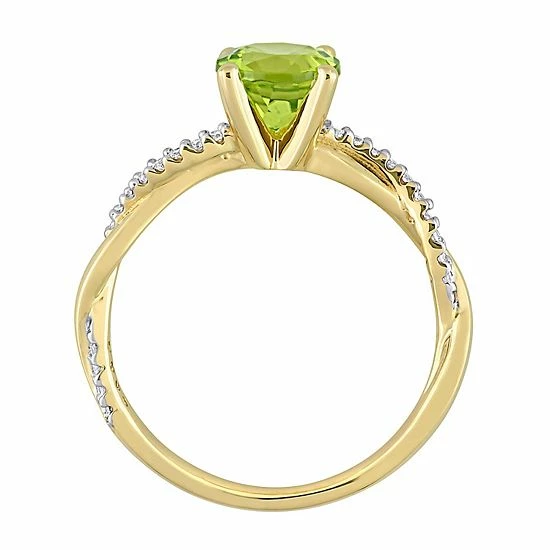 Stella Grace 14k Gold Peridot & 1/6 Carat T.W. Diamond Crossover Engagement Ring 3 Stella Grace 14k Gold Peridot & 1/6 Carat T.W. Diamond Crossover Engagement Ring - Image 3