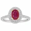 Stella Grace Two Tone 14k Gold Ruby & 1/3 Carat T.W Diamond Double Halo Engagement Ring