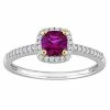 Stella Grace Two-Tone 10k Gold Rhodolite Garnet & 1/8 Carat T.W. Diamond Engagement Ring