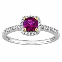 Stella Grace Two-Tone 10k Gold Rhodolite Garnet & 1/8 Carat T.W. Diamond Engagement Ring
