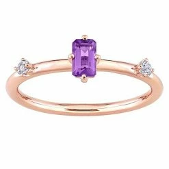 Stella Grace 10k Rose Gold Amethyst & White Topaz Stackable Ring