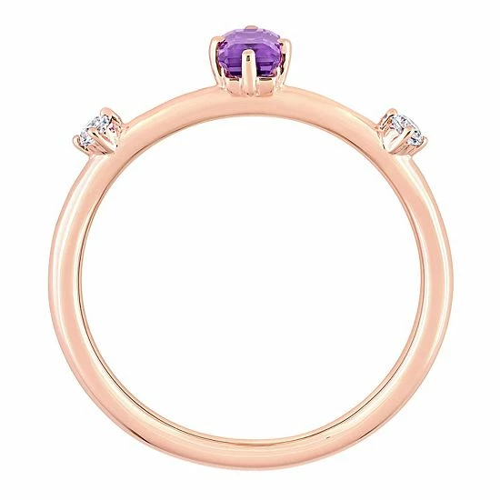 Stella Grace 10k Rose Gold Amethyst & White Topaz Stackable Ring 3 Stella Grace 10k Rose Gold Amethyst & White Topaz Stackable Ring - Image 3