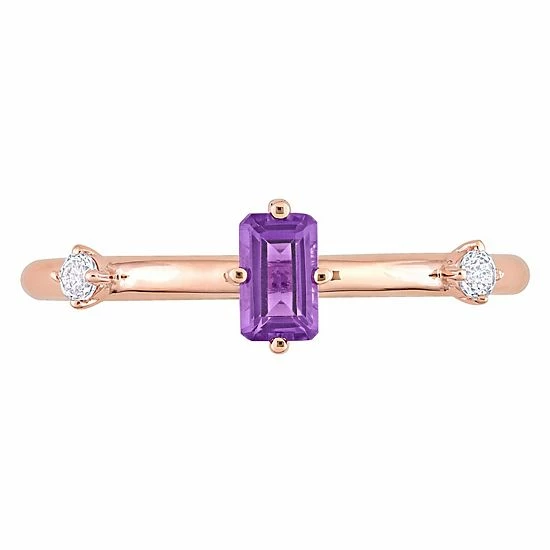 Stella Grace 10k Rose Gold Amethyst & White Topaz Stackable Ring 5 Stella Grace 10k Rose Gold Amethyst & White Topaz Stackable Ring - Image 5