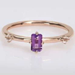 Stella Grace 10k Rose Gold Amethyst & White Topaz Stackable Ring 15 Stella Grace 10k Rose Gold Amethyst & White Topaz Stackable Ring -Stella Grace Sales unnamed file 6450