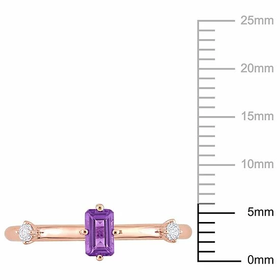 Stella Grace 10k Rose Gold Amethyst & White Topaz Stackable Ring 7 Stella Grace 10k Rose Gold Amethyst & White Topaz Stackable Ring - Image 7