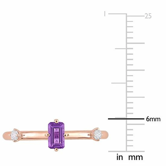 Stella Grace 10k Rose Gold Amethyst & White Topaz Stackable Ring 8 Stella Grace 10k Rose Gold Amethyst & White Topaz Stackable Ring - Image 8