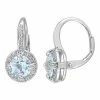 Stella Grace Sterling Silver Sky Blue Topaz & White Sapphire Halo Leverback Earrings