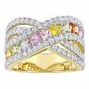 Stella Grace 14k Gold Multicolor Sapphire Crossover Ring