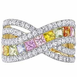 Stella Grace 14k Gold Multicolor Sapphire Crossover Ring -Stella Grace Sales unnamed file 6469