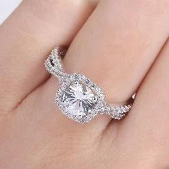 Stella Grace Sterling Silver Lab-Created White Sapphire Halo Ring -Stella Grace Sales unnamed file 648