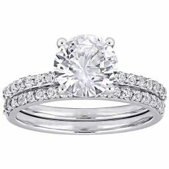 Stella Grace 10k White Gold Lab-Created White Sapphire Engagement Ring Set
