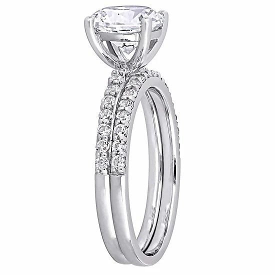 Stella Grace 10k White Gold Lab-Created White Sapphire Engagement Ring Set 2 Stella Grace 10k White Gold Lab-Created White Sapphire Engagement Ring Set - Image 2