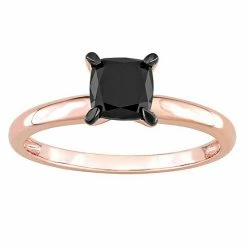 Stella Grace 14k Rose Gold 1 Carat T.W Black Diamond Cushion Solitaire Ring