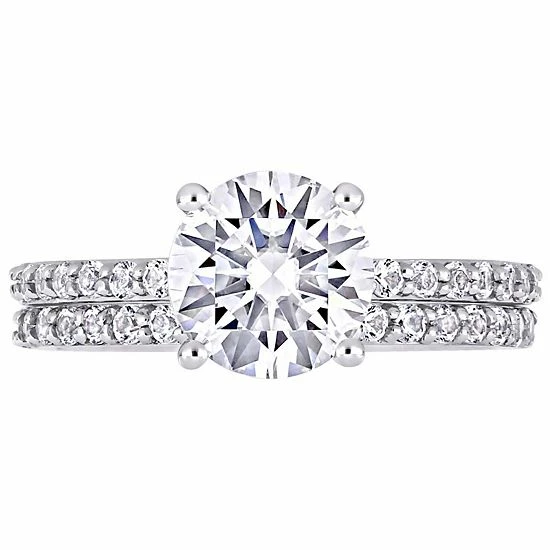 Stella Grace 10k White Gold Lab-Created White Sapphire Engagement Ring Set 4 Stella Grace 10k White Gold Lab-Created White Sapphire Engagement Ring Set - Image 4