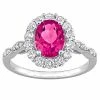 Stella Grace 10k White Gold Pink Topaz, White Topaz & Diamond Accent Halo Ring