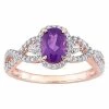 Stella Grace 10k Rose Gold Amethyst, White Sapphire & 1/3 Carat T.W. Diamond Halo Twist Ring