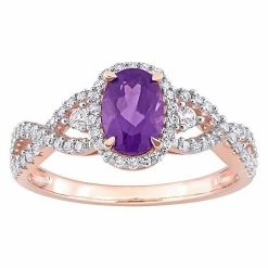 Stella Grace 10k Rose Gold Amethyst, White Sapphire & 1/3 Carat T.W. Diamond Halo Twist Ring