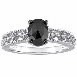 Stella Grace 10k White Gold 1 Carat T.W. Black & White Diamond Vintage Ring
