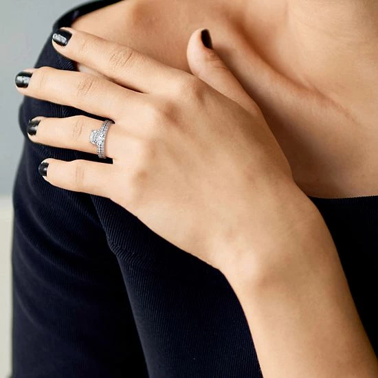 Stella Grace 10k White Gold Lab-Created White Sapphire Engagement Ring Set 7 Stella Grace 10k White Gold Lab-Created White Sapphire Engagement Ring Set - Image 7