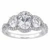 Stella Grace 10k White Gold Lab-Created White Sapphire & 1/3 Carat T.W Diamond 3-Stone Ring