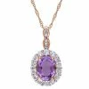 Stella Grace 14k Rose Gold Amethyst, White Topaz & Diamond Accent Vintage Pendant Necklace