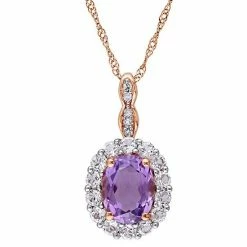 Stella Grace 14k Rose Gold Amethyst, White Topaz & Diamond Accent Vintage Pendant Necklace