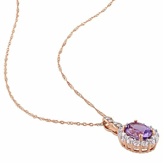 Stella Grace 14k Rose Gold Amethyst, White Topaz & Diamond Accent Vintage Pendant Necklace 2 Stella Grace 14k Rose Gold Amethyst, White Topaz & Diamond Accent Vintage Pendant Necklace - Image 2