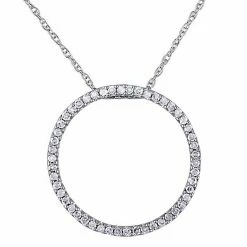 Stella Grace 10k White Gold 1/4 Carat T.W. Diamond Circle Pendant Necklace
