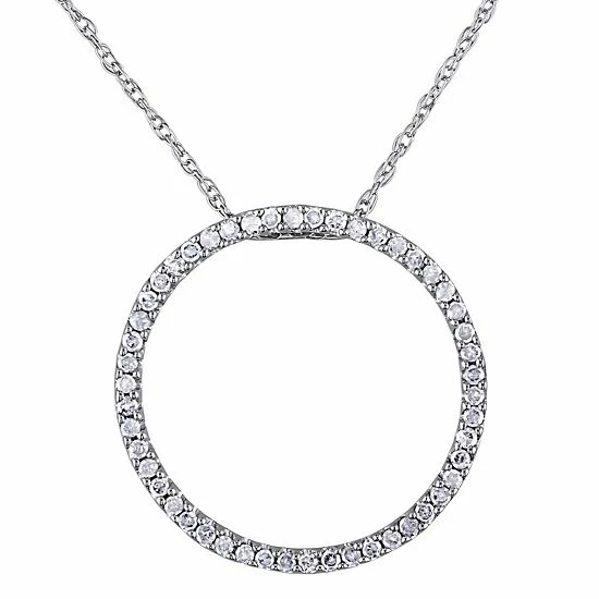Stella Grace 10k White Gold 1/4 Carat T.W. Diamond Circle Pendant Necklace 1 Stella Grace 10k White Gold 1/4 Carat T.W. Diamond Circle Pendant Necklace