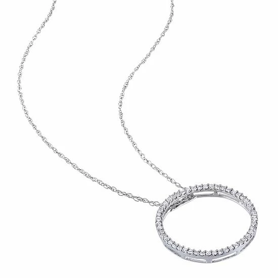 Stella Grace 10k White Gold 1/4 Carat T.W. Diamond Circle Pendant Necklace 2 Stella Grace 10k White Gold 1/4 Carat T.W. Diamond Circle Pendant Necklace - Image 2