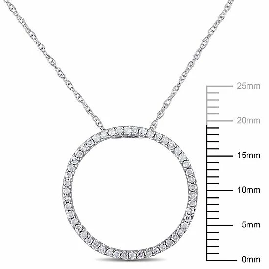 Stella Grace 10k White Gold 1/4 Carat T.W. Diamond Circle Pendant Necklace 3 Stella Grace 10k White Gold 1/4 Carat T.W. Diamond Circle Pendant Necklace - Image 3