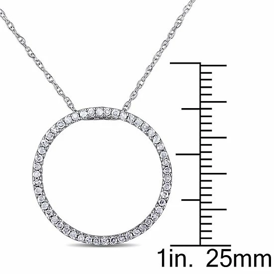 Stella Grace 10k White Gold 1/4 Carat T.W. Diamond Circle Pendant Necklace 4 Stella Grace 10k White Gold 1/4 Carat T.W. Diamond Circle Pendant Necklace - Image 4