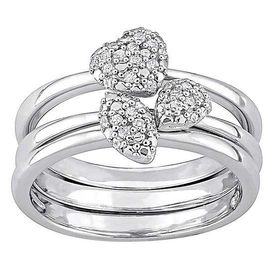 Stella Grace Sterling Silver 1/6 Carat T.W. Diamond Stackable Ring Set 1 Stella Grace Sterling Silver 1/6 Carat T.W. Diamond Stackable Ring Set