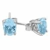 Stella Grace Sterling Silver & Gemstone Oval Stud Earrings Blue Topaz