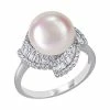 Stella Grace Sterling Silver Cubic Zirconia & Freshwater Cultured Pearl Ring