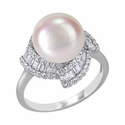 Stella Grace Sterling Silver Cubic Zirconia & Freshwater Cultured Pearl Ring