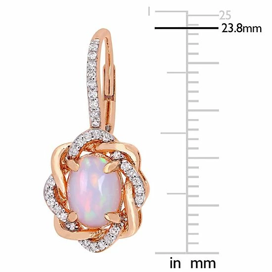 Stella Grace 10k Rose Gold 1/4 Carat T.W. Diamond & Ethiopian Opal Leverback Love Knot Earrings 4 Stella Grace 10k Rose Gold 1/4 Carat T.W. Diamond & Ethiopian Opal Leverback Love Knot Earrings - Image 4