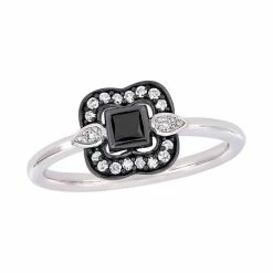 Stella Grace 10k White Gold 1/4 Carat T.W. Black & White Diamond Bohemian Ring