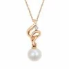 Stella Grace 10k Rose Gold Freshwater Cultured Pearl And Diamond Accent Swirl Drop Pendant