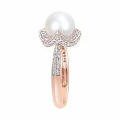 Stella Grace 10k Rose Gold Freshwater Cultured Pearl 1/4 Carat T.W. Diamond Vintage Halo Ring -Stella Grace Sales unnamed file 6653