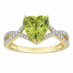 Stella Grace 14k Gold Peridot & 1/5 Carat T.W. Diamond Infinity Heart Engagement Ring