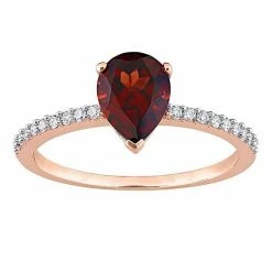Stella Grace 14k Rose Gold Teardrop Garnet & 1/8 Carat T.W. Diamond Engagement Ring