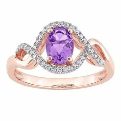 Stella Grace 10k Rose Gold Amethyst & 1/6 Carat T.W. Diamond Halo Engagement Ring